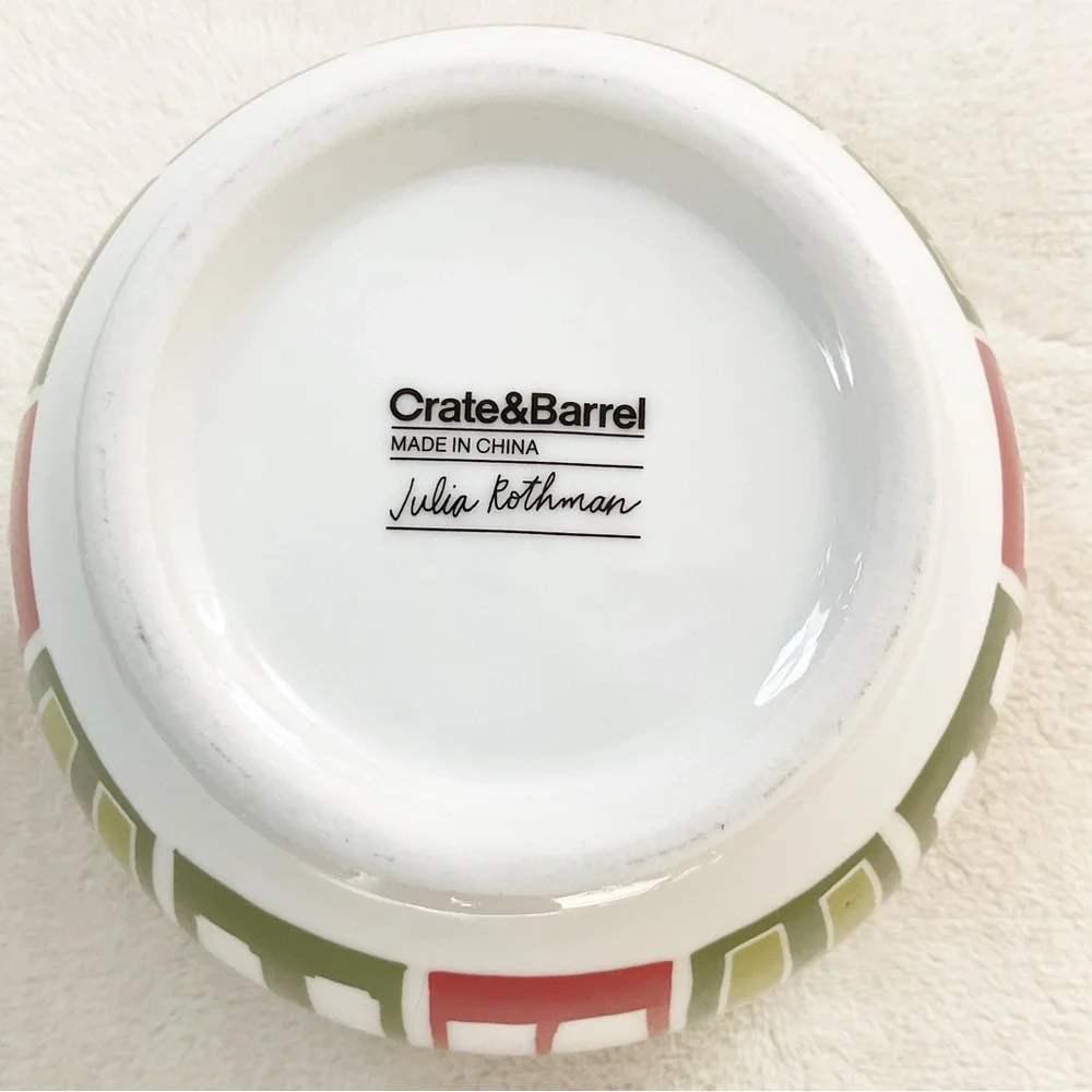 Crate & Barrel Julia Rothman Yule Town Nesting Bowls Set of 2 Christmas Holiday